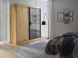 Garderobna omara z drsnimi vrati Oslo II - Artisan hrast/črna - 180 cm