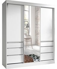 Garderobna omara z drsnimi vrati Haiti - 180 cm - Bela