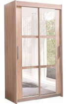 Meble Jurek - Garderobna omara z drsnimi vrati Karo z ogledali - 100 cm - Sonoma