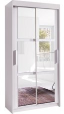Meble Jurek - Garderobna omara z drsnimi vrati Karo z ogledali - 120 cm - Bela