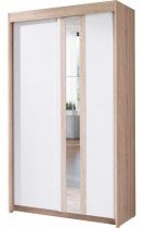 Garderobna omara z drsnimi vrati Belt z ogledalom - 120 cm - Hrast sonoma/bela
