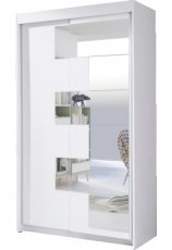 Garderobna omara z drsnimi vrati Szach z ogledalom - 120 cm - Bela