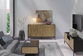 Dnevna soba Lando - črna/artisan hrast