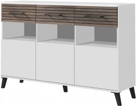 Komoda Carlo reg 5 - bela/flagstaff hrast