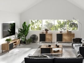 Dnevna soba Mia - večni hrast/črna