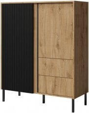 Visoka komoda Mia reg1 - večni hrast/črna