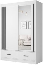 Garderobna omara z drsnimi vrati Canada CA-24-15 - 150 cm - bela/črna