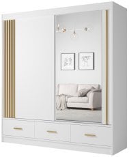 Garderobna omara z drsnimi vrati Canada CA-25-15 - 200 cm - bela/zlata