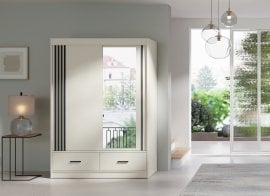 Garderobna omara z drsnimi vrati Canada CA-34-15 - 150 cm - kašmir/črna