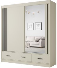 Garderobna omara z drsnimi vrati Canada CA-34-20 - 200 cm - kašmir/črna