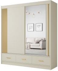 Garderobna omara z drsnimi vrati Canada CA-35-20 - 200 cm - kašmir/zlata