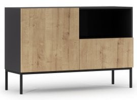 Komoda Lanzzi - Črna mat/Hrast Artisan