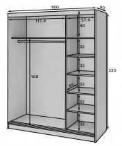 Eltap - loft - Garderobna omara Prescco III z ogledalom