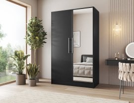 Garderobna omara Alarica z ogledalom 120 cm - črna