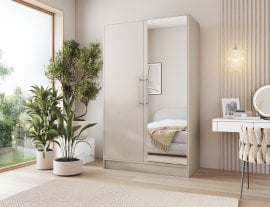 Garderobna omara Alarica z ogledalom 120 cm - kašmir