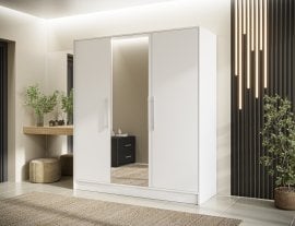 Garderobna omara Alarica z ogledlom 180 cm - bela