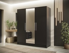 Garderobna omara Alarica z ogledalom 180 cm - črna