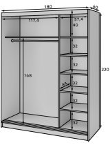 Eltap - loft - Garderobna omara z drsnimi vrati Biancco III z ogledalom - 180 cm