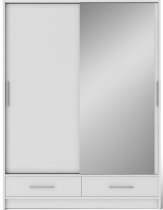 Eltap - loft - Garderobna omara z drsnimi vrati Estantte II z ogledalom - 150 cm - bela