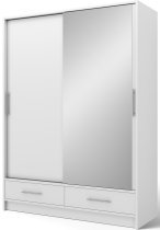 Eltap - loft - Garderobna omara z drsnimi vrati Estantte II z ogledalom - 150 cm - bela