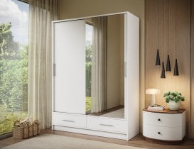 Eltap - loft - Garderobna omara z drsnimi vrati Estantte II z ogledalom - 150 cm - bela