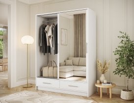 Eltap - loft - Garderobna omara z drsnimi vrati Estantte II z ogledalom - 150 cm - bela