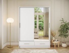 Eltap - loft - Garderobna omara z drsnimi vrati Estantte II z ogledalom - 150 cm - bela