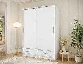 Garderobna omara z drsnimi vrati Estantte II - 150 cm - bela