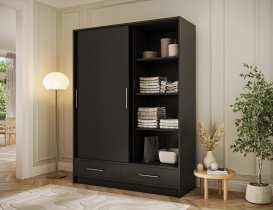 Eltap - loft - Garderobna omara z drsnimi vrati Estantte II - 150 cm - črna