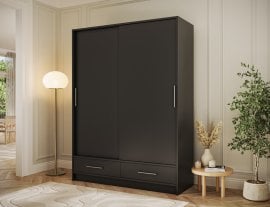 Garderobna omara z drsnimi vrati Estantte II - 150 cm - črna