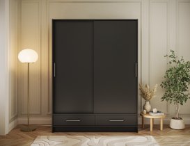 Eltap - loft - Garderobna omara z drsnimi vrati Estantte II - 150 cm - črna
