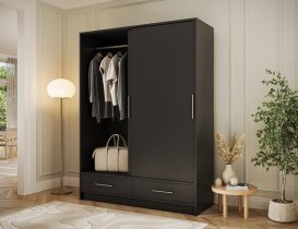 Eltap - loft - Garderobna omara z drsnimi vrati Estantte II - 150 cm - črna