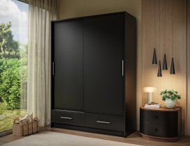 Eltap - loft - Garderobna omara z drsnimi vrati Estantte II - 150 cm - črna