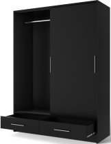 Eltap - loft - Garderobna omara z drsnimi vrati Estantte II - 150 cm - črna