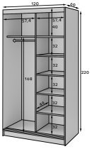 Eltap - loft - Garderobna omara z drsnimi vrati Esville II z ogledalom - 120 cm