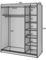 Eltap - loft - Garderobna omara z drsnimi vrati Esville III z ogledalom - 180 cm