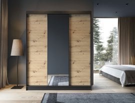 Garderobna omara z drsnimi vrati Esville III z ogledalom - 180 cm
