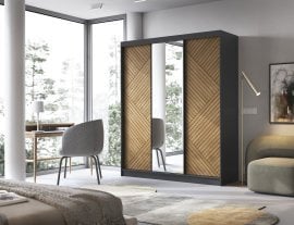Garderobna omara z drsnimi vrati Marrphy III z ogledalom - 180 cm