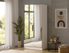 Garderobna omara Mirtillo z dvema ogledaloma 100 cm - bela