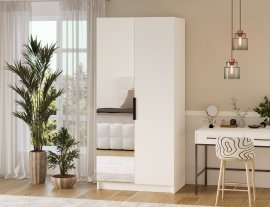 Garderobna omara Mirtillo z enim ogledalom 100 cm - bela