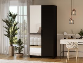 Garderobna omara Mirtillo z enim ogledalom 100 cm - črna