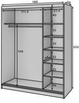 Eltap - loft - Garderobna omara z drsnimi vrati Prescco III z ogledalom - 180 cm