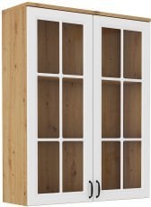 Omara viseča z vitrino Flawia - hrast artisan/bela 100 cm WHAR 2D