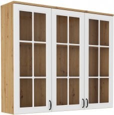 Omara viseča z vitrino Flawia - hrast artisan/bela 150 cm WHAR 3D