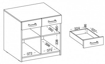 Stolarz-Lempert - Spodnja omara Malta - svetlo siva 105 LG/LG 2F2S