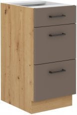 Spodnja omarica s predali Bolonia - hrast artisan/tartuf siva - 40 cm D 3S BB 
