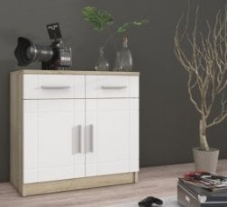 Komoda Paris -  bela/hrast artisan WH 2F2S