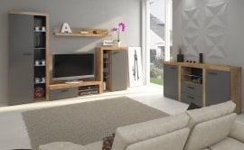 Dnevna soba Rumba - grafit/hrast lefkas