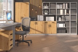 Pisarniško pohištvo Malta - hrast artisan/svetlo siva