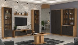 Jedilnica in dnevna soba Flawia - hrast artisan/grafit